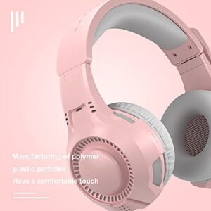 Anivia Headphones with Microphone Surround Sound Active Noise Canceling Pink Wired Gaming Headphones - 3.5mm Audio Jack Stereo Headset for PC, PS4, PS5, Switch, Xbox One, Pink (Game/Work/School)