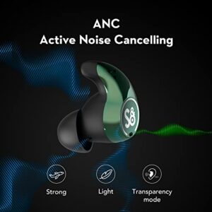 MIFO S True Wireless Earbuds Active Noise Canceling, Bluetooth 5.2, 6Mics ENC Noise Cancelling Headphones, IPX7 Waterproof, Deep Bass Wireless Sport Earbuds with APP(Green)