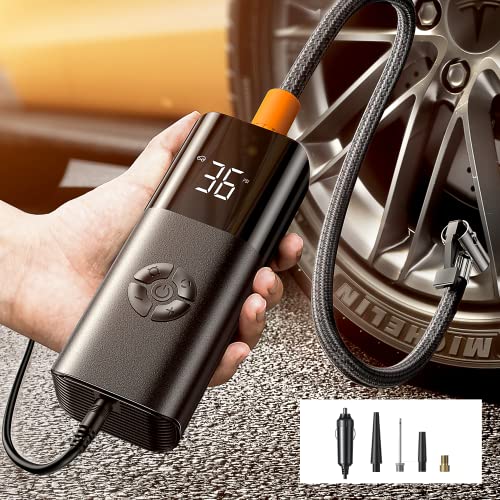 LISEN Tire Inflator Portable Air Compressor for Car Tires 12V Ultra Small Air Pump for Car Tires 38L/min Super Fast Inflate 150 PSI LED Light Digital Portable Tire Inflator for Car Bike Motor Ball