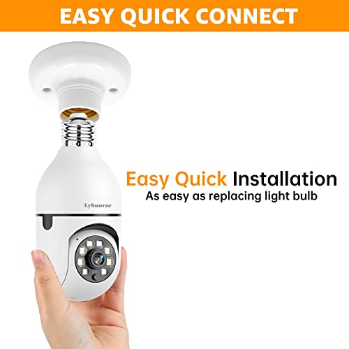 Lybuorze 2K 3MP Light Bulb Security Camera 2 Pack Security Cameras Wireless WiFi Outdoor with Audio Automatic Humanoid Tracking, Full Color Night Vision Phenomenal Cameras for Home Security