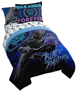 marvel black panther legend 5 piece twin size bed set - includes comforter & sheet set - super soft kids bedding fade resistant microfiber (official product)