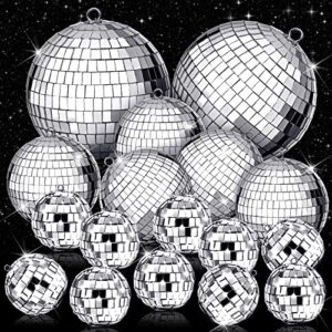17 pack large disco ball hanging disco ball small disco ball mirror disco balls decorations for party wedding dance and music festivals decor club stage props dj decoration (6 inch, 3 inch, 2 inch)