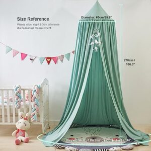 LImiLI Bed Canopy for Kids, Round Dome Kids Mosquito Net Indoor Outdoor Castle Hanging House Decoration Reading Nook Kids Playing Home Decoration(Lake Green)