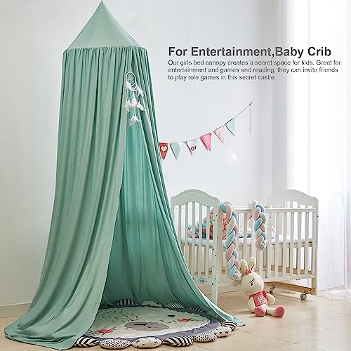 LImiLI Bed Canopy for Kids, Round Dome Kids Mosquito Net Indoor Outdoor Castle Hanging House Decoration Reading Nook Kids Playing Home Decoration(Lake Green)