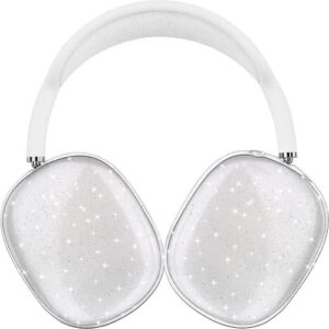 saharacase hybrid flex cover case for apple airpods max [rugged] headphone protection antislip grip slim (transparent sparkle)
