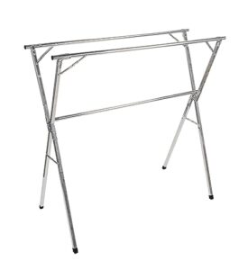 camco portable clothes drying rack | features 3 horizontal drying rods | extend from 60-inches to 95-inches long to provide plenty of drying space | light weight stainless steel (51339)