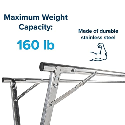 Camco Portable Clothes Drying Rack | Features 3 Horizontal Drying Rods | Extend from 60-inches to 95-inches Long to Provide Plenty of Drying Space | Light Weight Stainless Steel (51339)