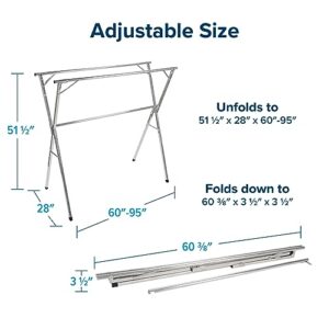 Camco Portable Clothes Drying Rack | Features 3 Horizontal Drying Rods | Extend from 60-inches to 95-inches Long to Provide Plenty of Drying Space | Light Weight Stainless Steel (51339)