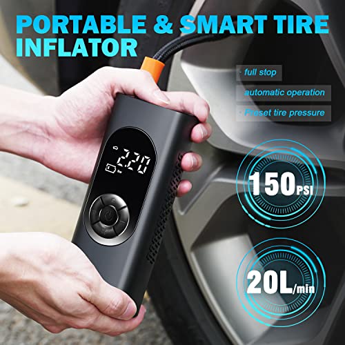 DNA MOTORING TOOLS-00270 150 PSI Wireless Portable Air Pump Tire Inflator for Inflating Car, Truck & Motorcycle Tires, Balls