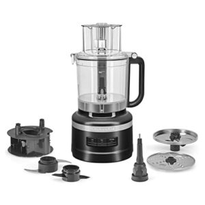 KitchenAid 13-Cup Food Processor, Black Matte & KHBV53BM Variable Speed Corded Hand Blender, Black Matte, 8 in