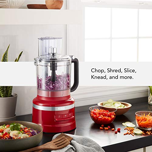 KitchenAid 13-Cup Food Processor, Empire Red & Variable Speed Corded Hand Blender - KHBV53