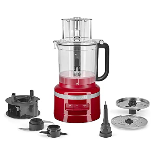 KitchenAid 13-Cup Food Processor, Empire Red & Variable Speed Corded Hand Blender - KHBV53