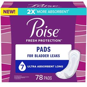 poise incontinence pads & postpartum incontinence pads, 7 drop ultra absorbency, long length, 78 count, packaging may vary