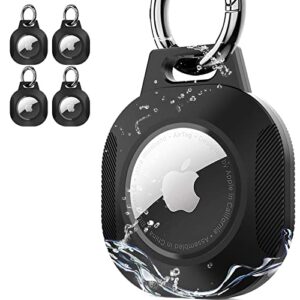 Tieuwant 4-Pack IPX8 Waterproof AirTag Holder Keychain Case