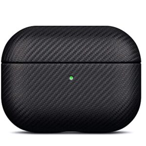 LOPIE Case (Not for AirPods Pro 1st Gen), Handmade AirPods Pro 2nd Generation Case Protective Cover, Carbon Fiber Style Vegan Leather Case for Men/Women - Black