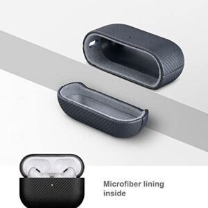 LOPIE Case (Not for AirPods Pro 1st Gen), Handmade AirPods Pro 2nd Generation Case Protective Cover, Carbon Fiber Style Vegan Leather Case for Men/Women - Black