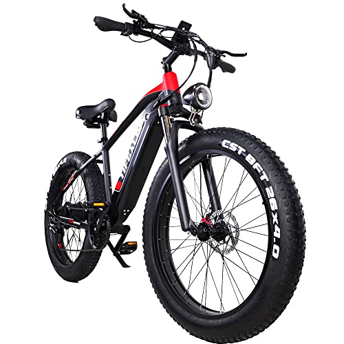 Electric Fat Tire Bike, 1000W Ebike with 35MPH, 60 Miles Maximum Mileage Ridden, 26" Off-Road Electric Bicycle, Shimano 7 Speed E Bike, 864Wh (48V18Ah) Removable Battery Electric Mountain Bike