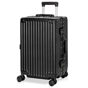 anyzip carry on luggage - aluminium frame, pc abs hard shell, suitcases with wheels, tsa lock, no zipper - 20in black