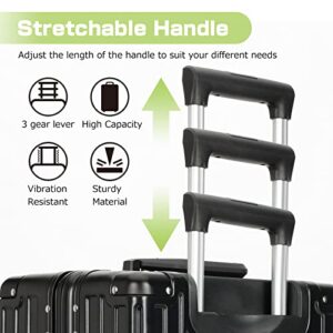 AnyZip Carry On Luggage - Aluminium Frame, PC ABS Hard Shell, Suitcases with Wheels, TSA Lock, No Zipper - 20in Black