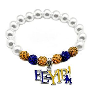 youngsome sigma gamma rho sorority society personality eeyip enamel metal pendant white simulated pearl bead bracelet