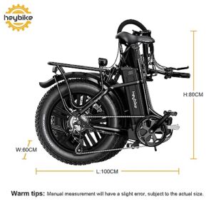 Heybike Ranger Electric Bike for Adults Foldable 20'' x 4.0 Fat Tire Step-Thru Bicycle with 500W Motor, 48V 15AH Removable Battery and Dual Shock Absorber Black