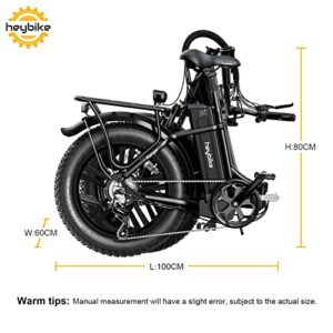 Heybike Ranger Electric Bike for Adults Foldable 20'' x 4.0 Fat Tire Step-Thru Bicycle with 500W Motor, 48V 15AH Removable Battery and Dual Shock Absorber Black