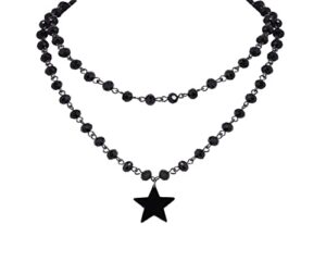 sacina goth layered star choker necklace, black choker necklace, goth choker necklace, gothic necklace, emo necklace, halloween christmas new year jewelry gift for women