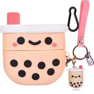 airpods pro 2 case cute with boba keychain,airpods pro 2nd generation case cover 2022,pink boba tea airpod pro 2 cases only cute airpods pro 2case for girls women (airpod pro 2 case)