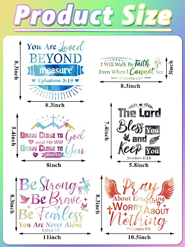 Laumoi Iron on Decals for Clothing Iron on Transfers for T Shirt HTV Heat Transfer Iron on Patches Bible Verse Jesus Inspirational Quote Sticker Applique for Hat Jacket DIY Craft (6 Pcs, Faith)