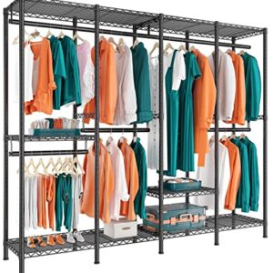 Raybee Clothes Rack, 77" H Clothes Racks for Hanging Clothes, 76" Wide Heavy Duty Clothes Rack, 990LBS All Metal Clothing Rack, Portable Clothes Rack, Clothing Racks for Hanging Clothes, Garment Rack