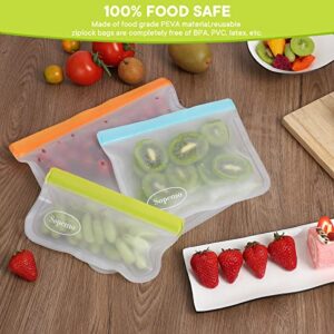 Sopemo Reusable Ziplock Bags, 10 Pack BPA FREE Reusable Freezer Bags, Leakproof Silicone Bags Reusable Food Storage Bags (4 Reusable Snack Bags, 4 Reusable Sandwich Bags, 2 Reusable Gallon Bags)