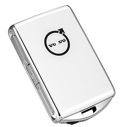 Car Key Fob Cover Compatible with Volvo XC90, XC60, XC40, S60, S90, V60, V90, Polestar 1, Polestar 2, Car Key Fob Case Refit Cover (White- New Logo)