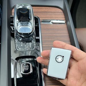 Car Key Fob Cover Compatible with Volvo XC90, XC60, XC40, S60, S90, V60, V90, Polestar 1, Polestar 2, Car Key Fob Case Refit Cover (White- New Logo)