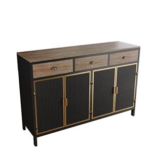 JZXSHD Buffet Sideboard Cabinet, 48" Wide 4 Doors Sideboard with 3 Top Drawers, Farmhouse Entryway Buffet Cabinet Accent Cabinet for Living Room Office Bedroom