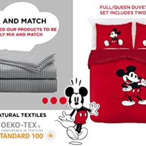 Saturday Park Disney Mickey Mouse Face Emotions Full/Queen Duvet Cover & Sham Set - 3 Piece 100% Organic Cotton Duvet Set - GOTS & Oeko-TEX Certified (Disney Official)