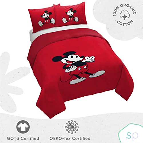 Saturday Park Disney Mickey Mouse Face Emotions Full/Queen Duvet Cover & Sham Set - 3 Piece 100% Organic Cotton Duvet Set - GOTS & Oeko-TEX Certified (Disney Official)