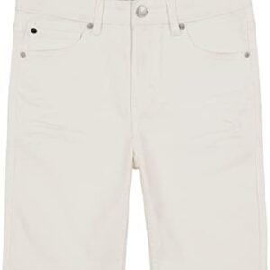 Calvin Klein Boys' Relaxed Fit Denim Shorts, 5-Pocket Style & Zipper Closure, White, 12
