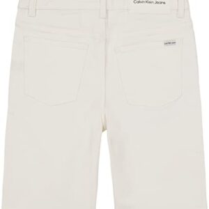 Calvin Klein Boys' Relaxed Fit Denim Shorts, 5-Pocket Style & Zipper Closure, White, 12