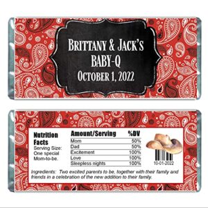 paisley pattern personalized candy bar wrappers for chocolate, birthday party favors, hershey bar labels, pack of 20 (red)