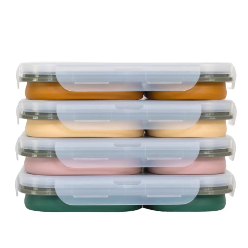 ModernHome Maven Silicone - Collapsible - BPA Free - Leak Proof - 2 Compartments - Lunch Box - Storage Container - Bento Box - Dishwasher, Microwave Safe - Mauve Pink -1PC