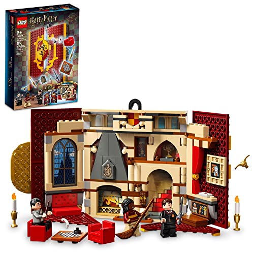 Lego Harry Potter Gryffindor House Banner Set 76409, Hogwarts Castle Common Room Toy or Wall Display, Fold Up Travel Toy, Collectible with 3 Minifigures