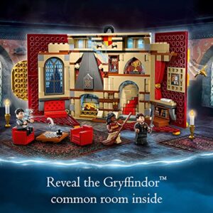 Lego Harry Potter Gryffindor House Banner Set 76409, Hogwarts Castle Common Room Toy or Wall Display, Fold Up Travel Toy, Collectible with 3 Minifigures