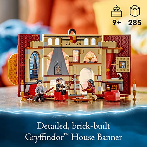 Lego Harry Potter Gryffindor House Banner Set 76409, Hogwarts Castle Common Room Toy or Wall Display, Fold Up Travel Toy, Collectible with 3 Minifigures