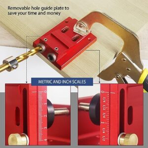 HFM Pocket Hole Jig Kit Adjustable Woodworking Tools Pocket Dowel Hole Jig System Set Wood Woodwork Guides Joint Angle Tool Carpentry Locator.