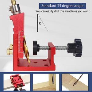 HFM Pocket Hole Jig Kit Adjustable Woodworking Tools Pocket Dowel Hole Jig System Set Wood Woodwork Guides Joint Angle Tool Carpentry Locator.