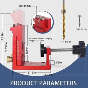 HFM Pocket Hole Jig Kit Adjustable Woodworking Tools Pocket Dowel Hole Jig System Set Wood Woodwork Guides Joint Angle Tool Carpentry Locator.