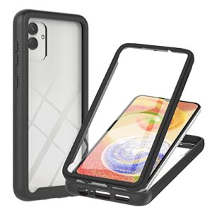 Case for Galaxy A04,Slim Full-Body Rugged Stylish Protective Clear Back Hybrid 3-in-1 Case with Built-in Screen Protector Phone Case for Samsung Galaxy A04 4G 2022 (Black)