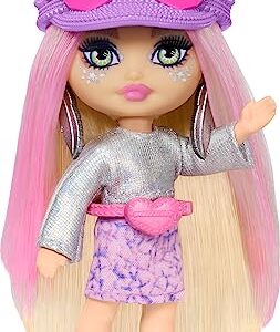 Barbie Extra Mini Minis Travel Doll with Metallic Desert Fashion and Festival Accessories, Barbie Extra Fly Small Doll