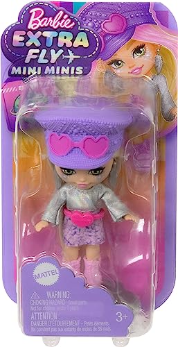 Barbie Extra Mini Minis Travel Doll with Metallic Desert Fashion and Festival Accessories, Barbie Extra Fly Small Doll