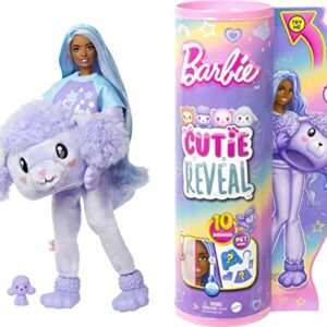 Barbie Cutie Reveal Doll with Purple Hair & Poodle Costume, 10 Suprises Include Accessories & Mini Pet (Styles May Vary)